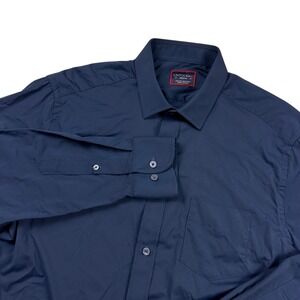 UNTUCKit Gironde Navy Blue Performance Button Down Shirt Mens Medium 40349